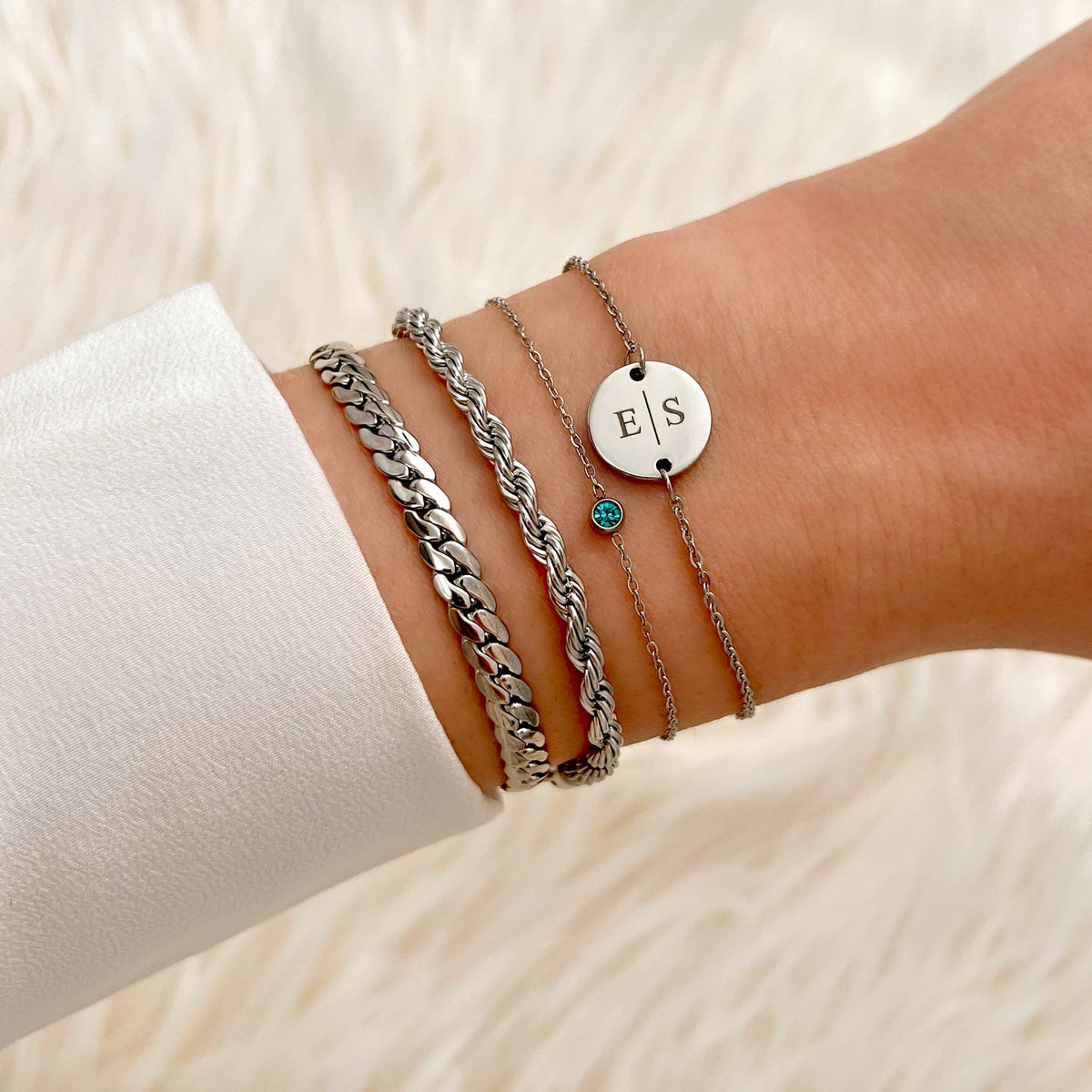 Ronde Edelsteen-Geboortesteen-Armband